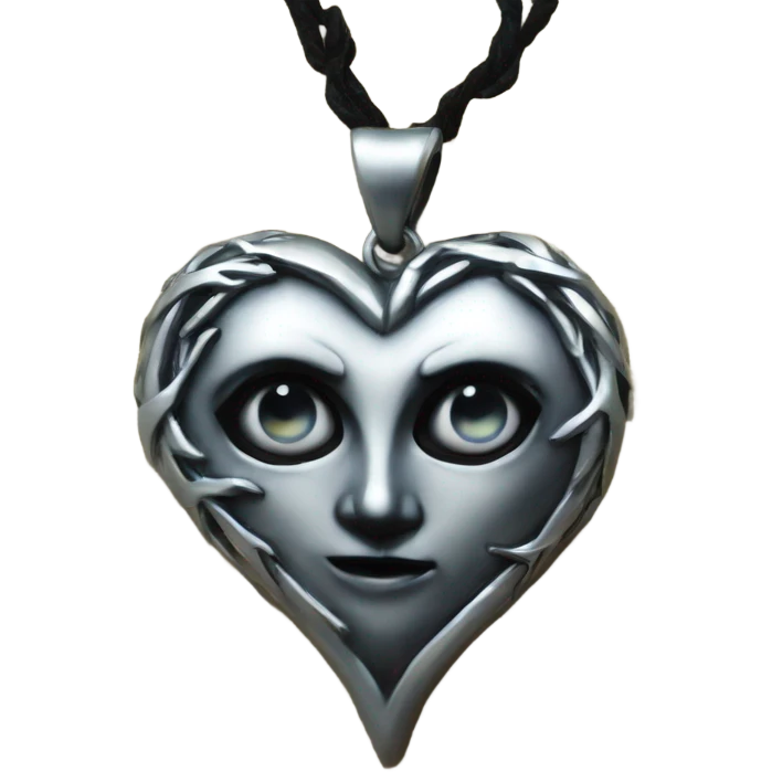 silver gothic heart necklace emoji