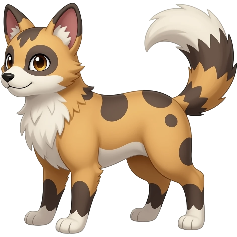 Digitigrade quadrupedal Randomly marked randomly colored Absol-Furret-Genet-Tanuki-Ermine-hybrid emoji