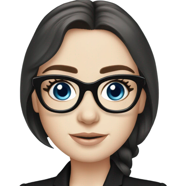 Hyper Realistic photo Lily collins blue eyes wearing glasses in a business meeting black dress emoji