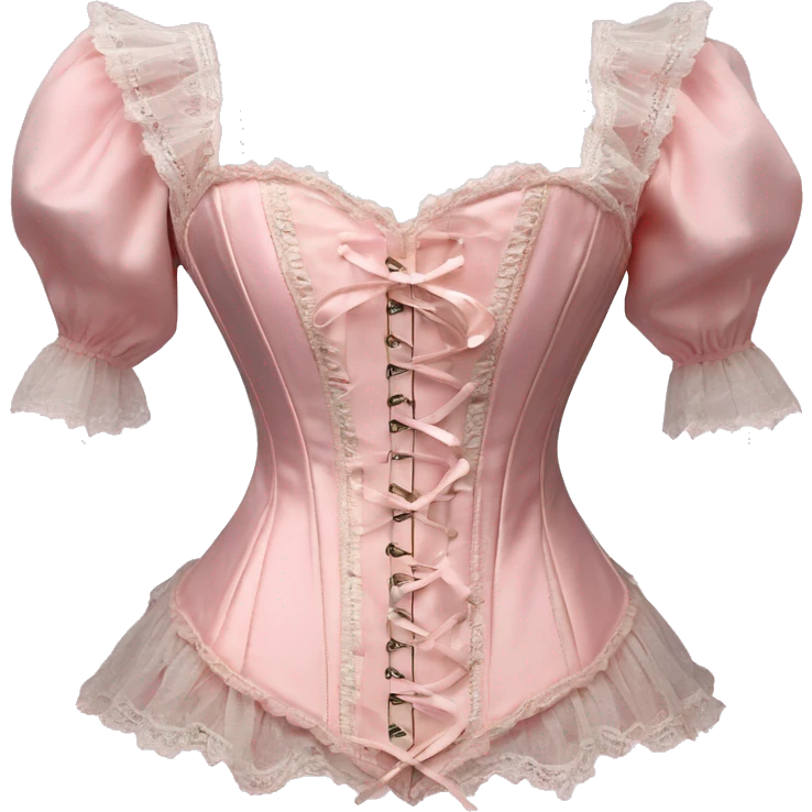 vintage rococo light pink corset with lace and frills and sleeves  emoji