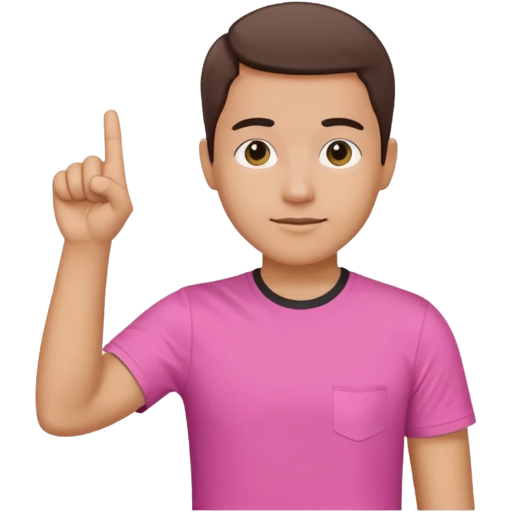 Draw a picture of a person pointing to themselves with their other hand raised if pink tshirt emoji