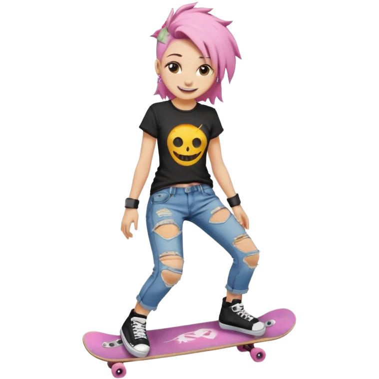 Skater punk girl mugshot smiling emoji