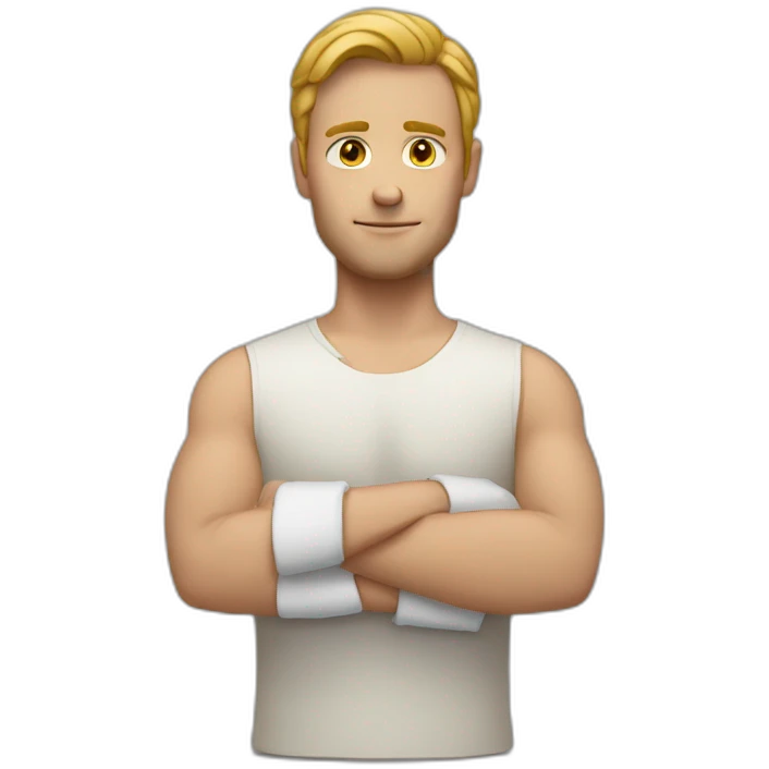 white man with hands in cast emoji