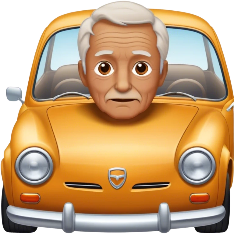 Old man mixed with car emoji