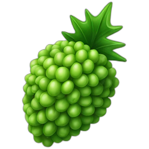 green pine fruit with one leaf emoji