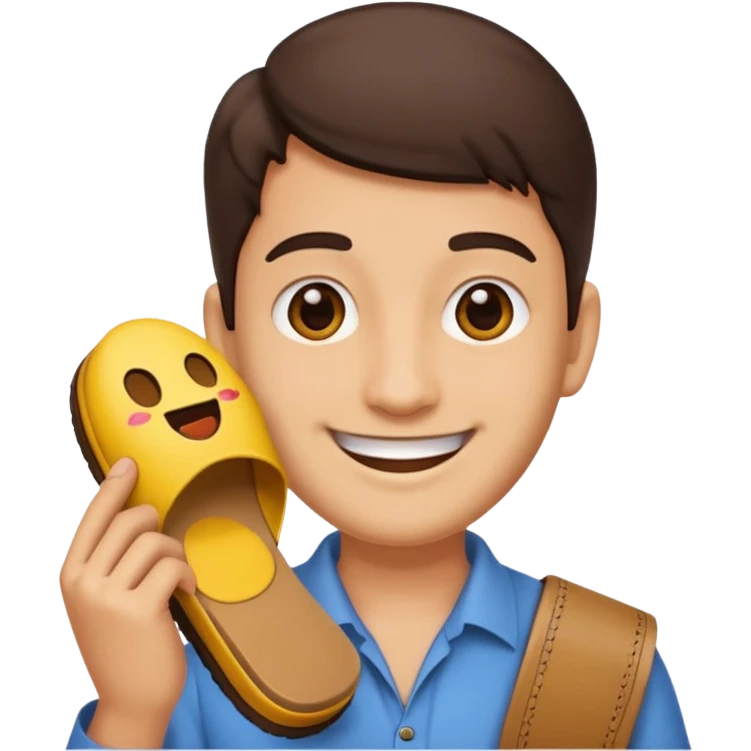 Smile, emoji, holding a chappal emoji