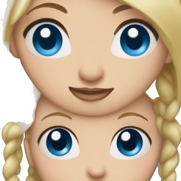 woman blond bun blue  eyes emoji