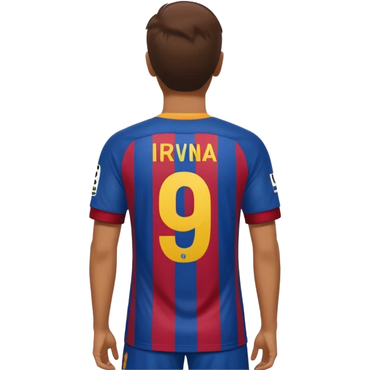 buat costum hanya pakaian dan dari belakang barcelona nama punggung irvina dan nomor punggung 9 emoji