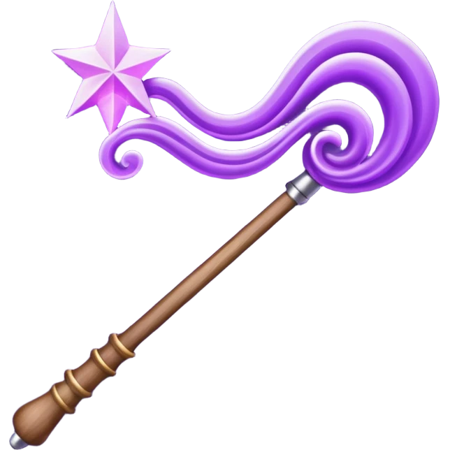 magic wand with purple magic wave emoji