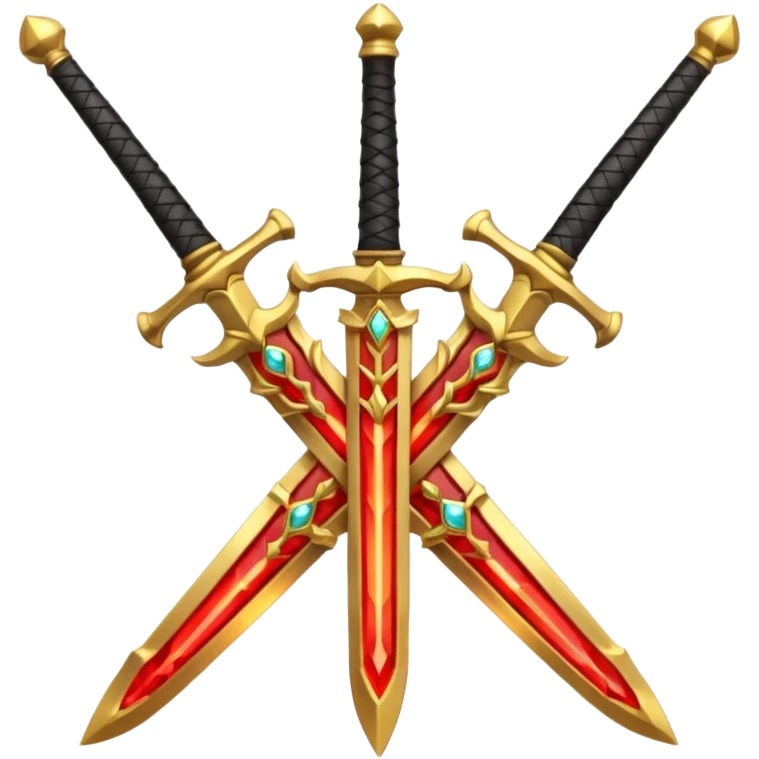 Golden fiery royal two crossed swrods with red gem and golden blade emoji