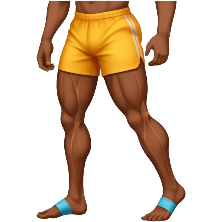 Emoji-style illustration of a single muscular and defined human leg, showing visible muscle lines and a strong, shredded look. Isolated from the body. Smooth, clean vector emoji style, bright flat colors, bold outlines, minimal shading, rounded shapes, high-resolution emoji aesthetic. emoji