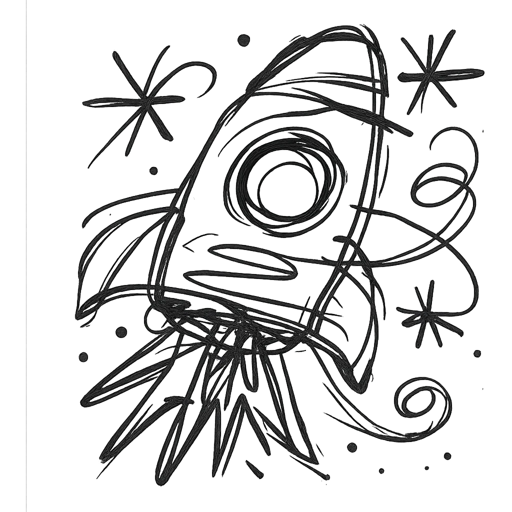 whimsical rocket emoji