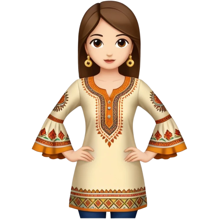 Short kurti with bell sleeves and ethnic patterns emoji
