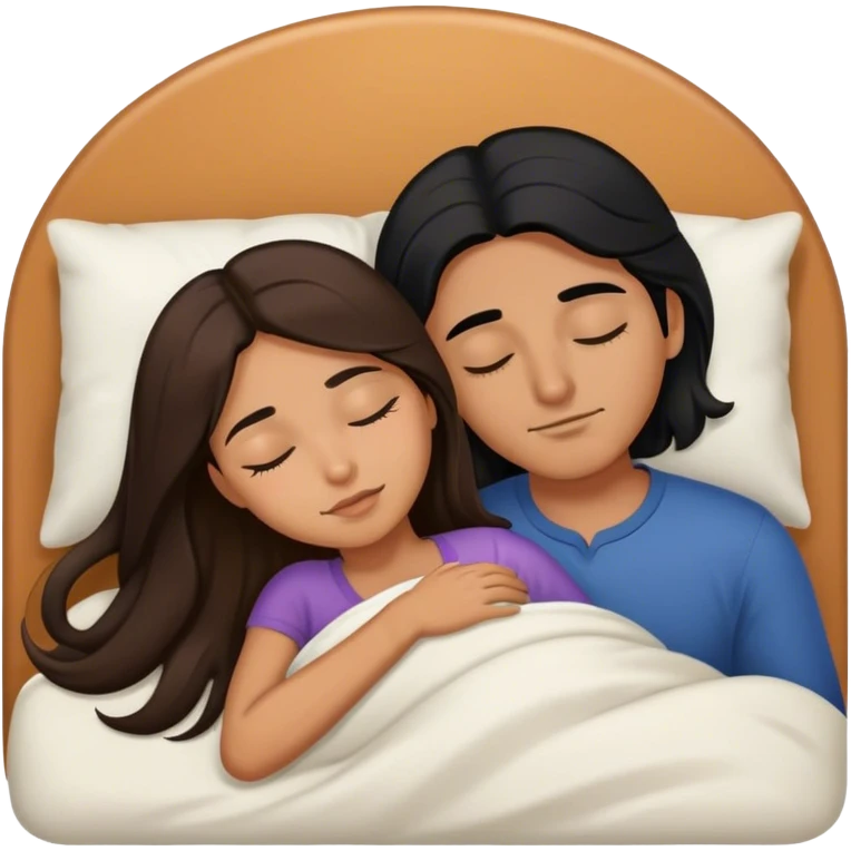 Caramel color latino Guy with long black hair sleeping with brown hair girl emoji