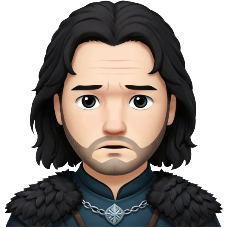 Jon Snow Sad middle age from Games of throne character face only younger emoji