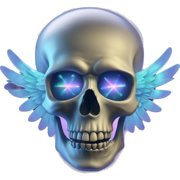 Skull with wings holographique emoji