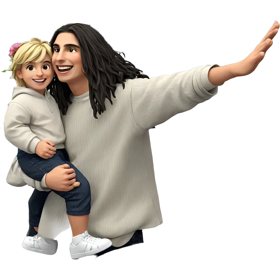 boys with smiles and flowers emoji