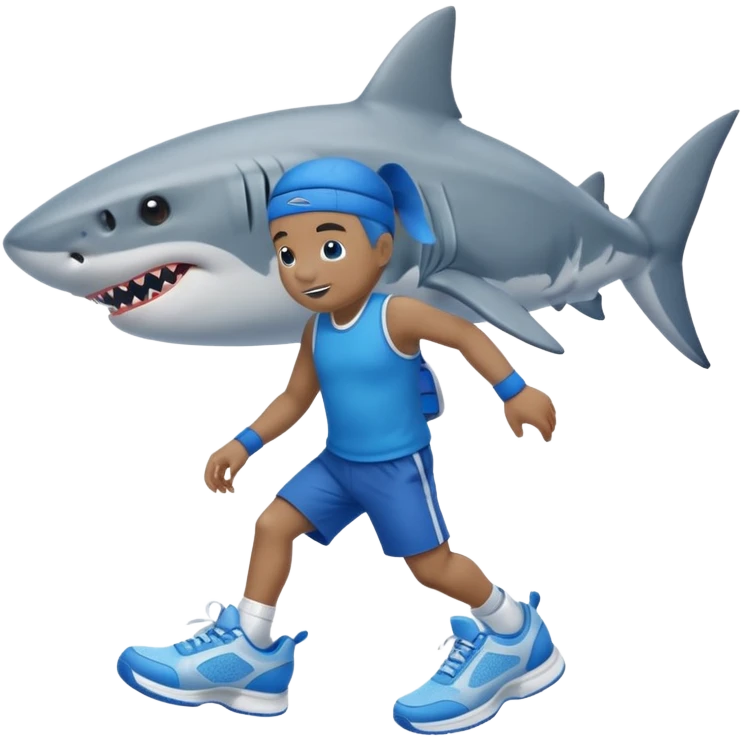 A shark with 2 tenis shoes blues emoji