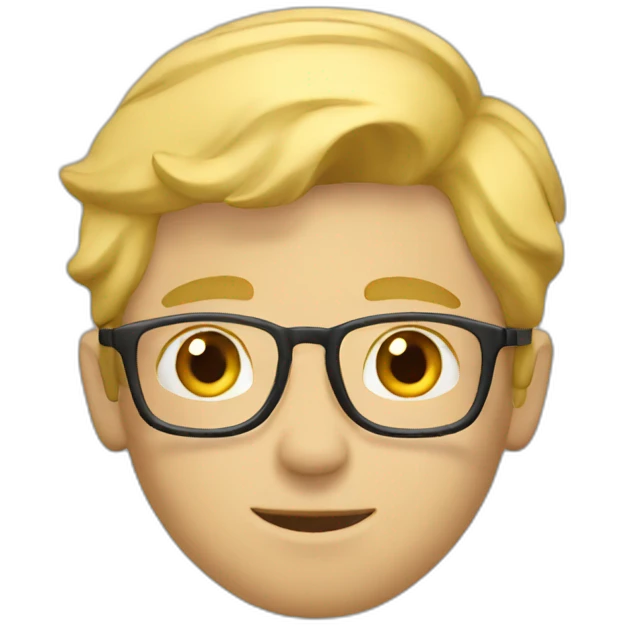 a blond man studying emoji