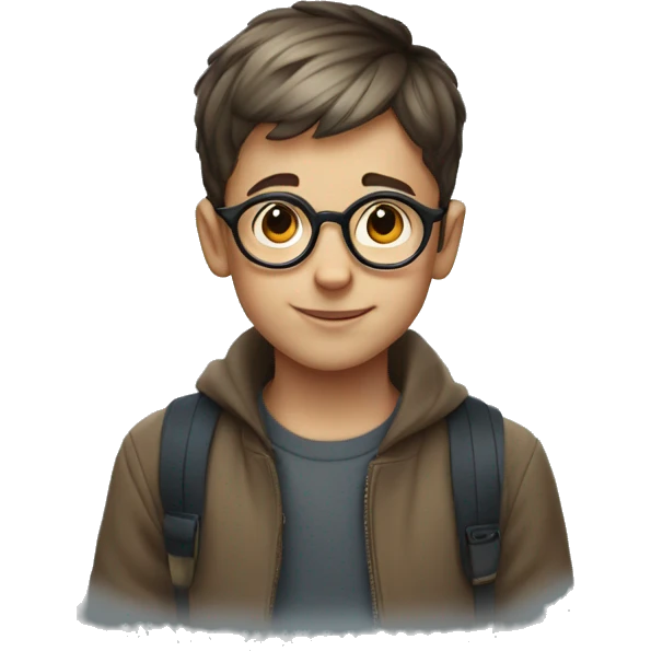 french kid with very short hair and circular litle glasses emoji