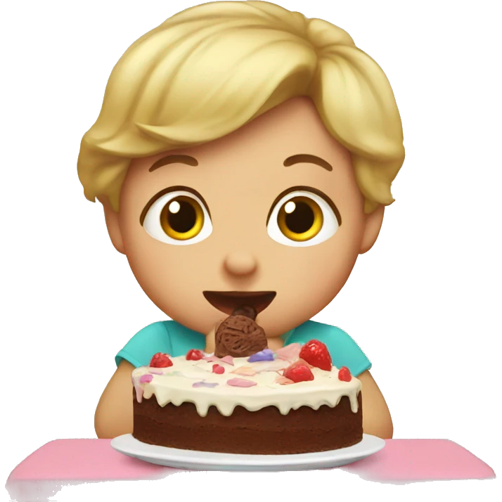 2 year old eating cake emoji