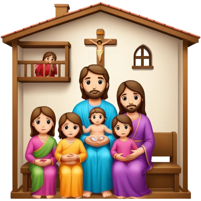 Devotional Christ with family in house emoji