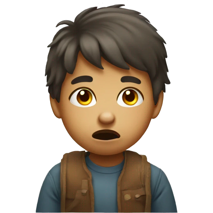 little kid with hurt nose emoji