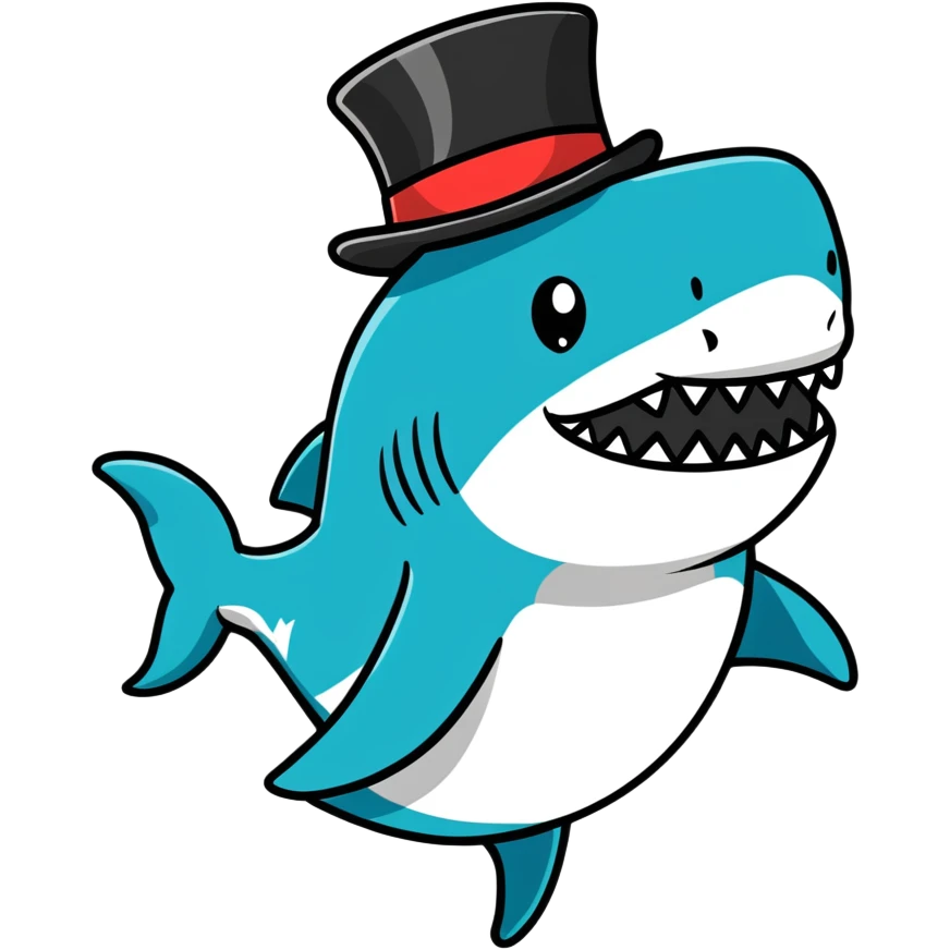 Shark with a top hat emoji
