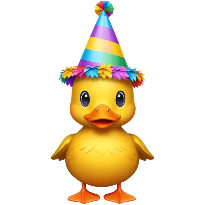 Duck pinata wearing birthday hat  emoji