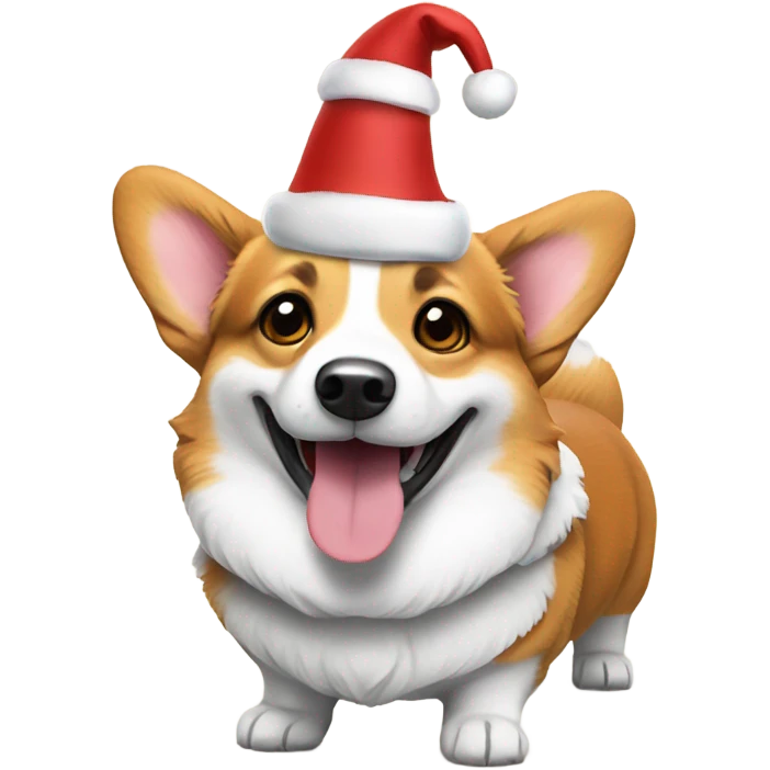 Tri-color corgi wearing Christmas hat  emoji