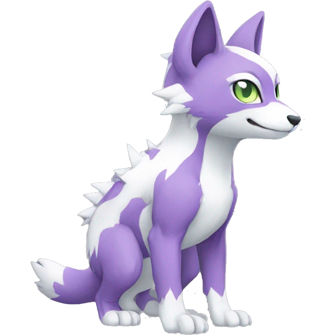 Cute cool green white purple animal hybrid Fakemon full body emoji