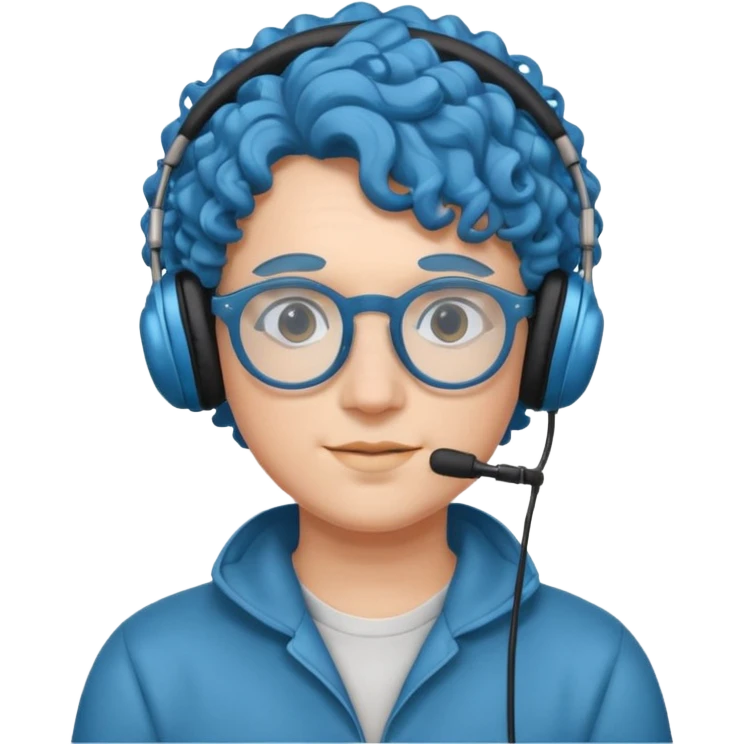 headphone and spectacles, curly blue emoji