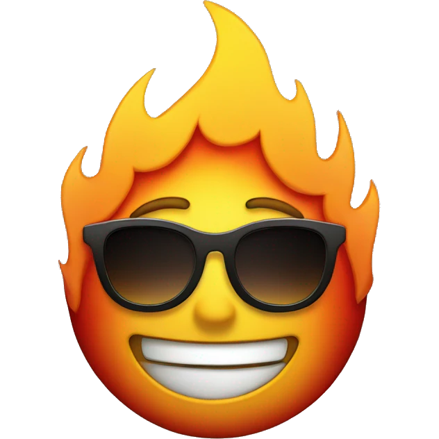 fire emoji smiling with sunglasses and wink emoji