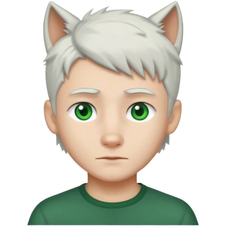 Boy with wolf cut white hair  emoji