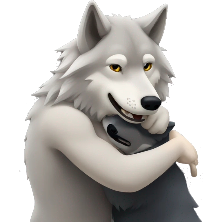 Wolf hugging another wolf emoji