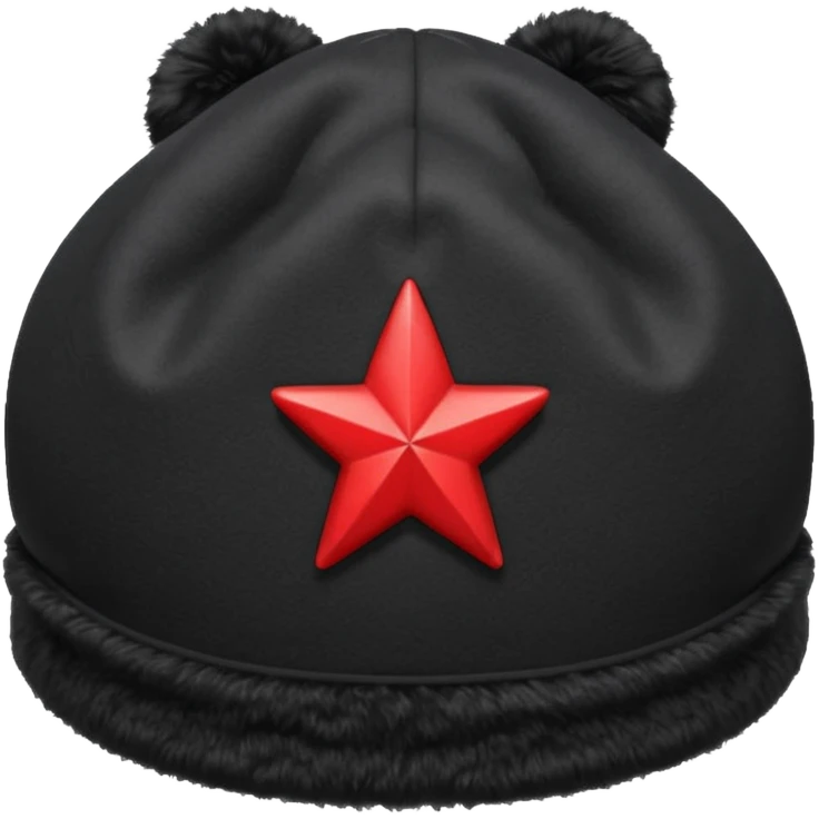 A blank Black ushanka with a red star on it emoji
