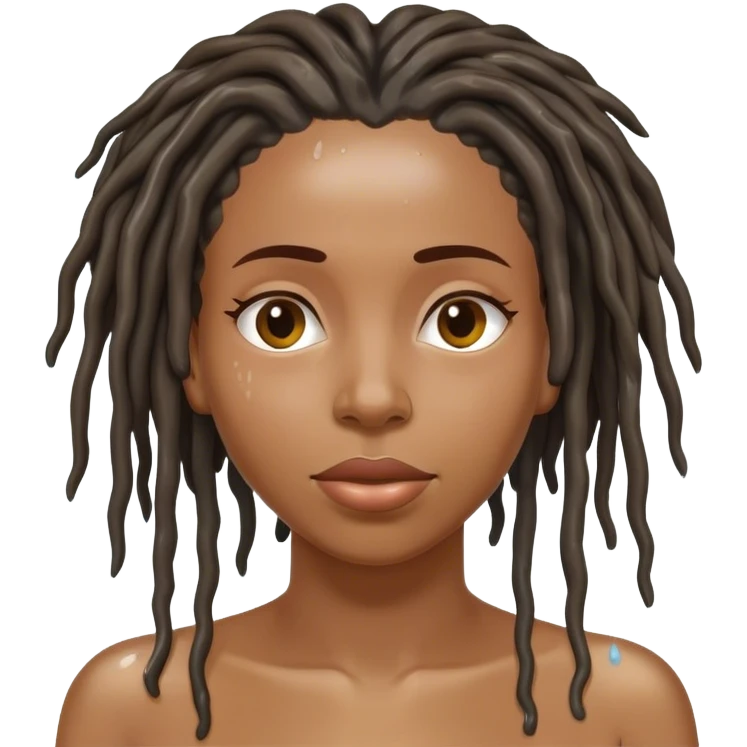 Black woman with locs in the shower emoji