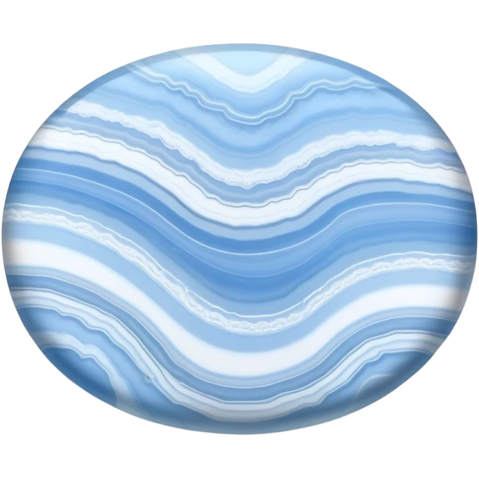 Oval blue lace agate with ethereal sky blue and white banded patterns resembling lace emoji