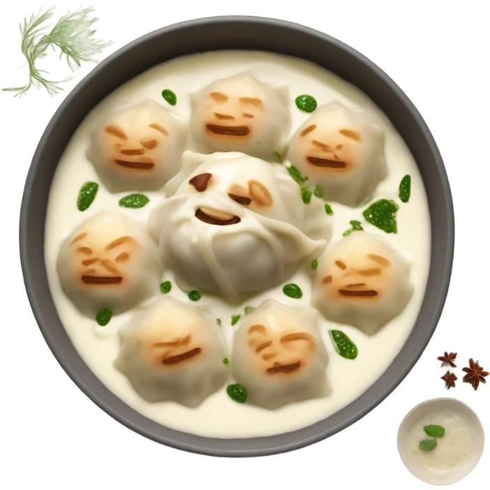 Mantu afghan dumplings in yogurt sauce emoji