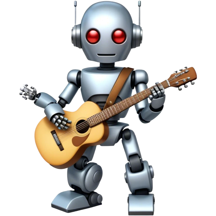 Robot playing guitar emoji