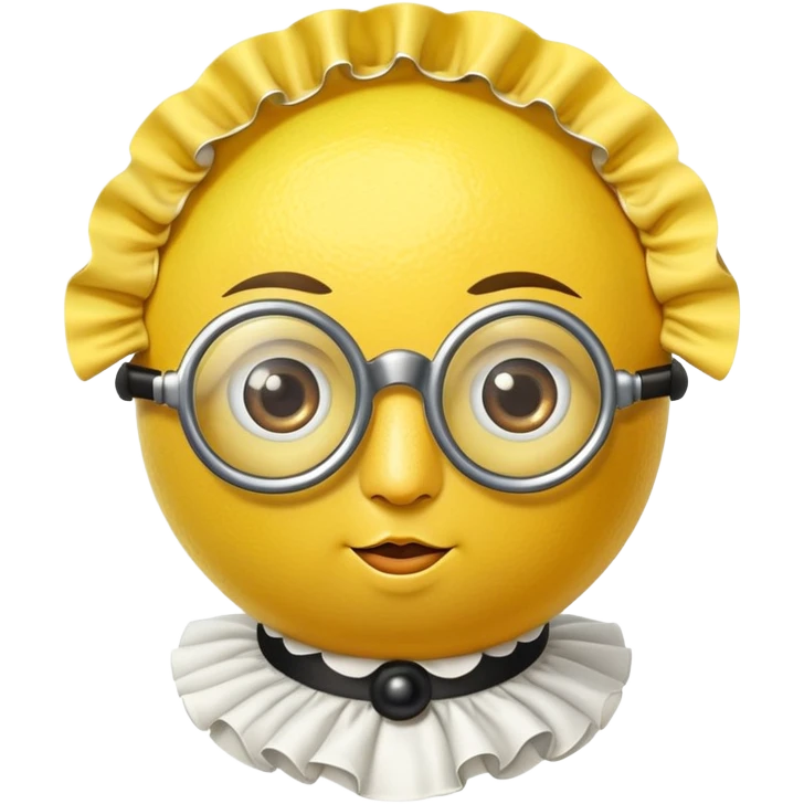 lemon citrus fruit wearing a monocle single eyeglass and Elizabethan Victorian ruffled collar emoji