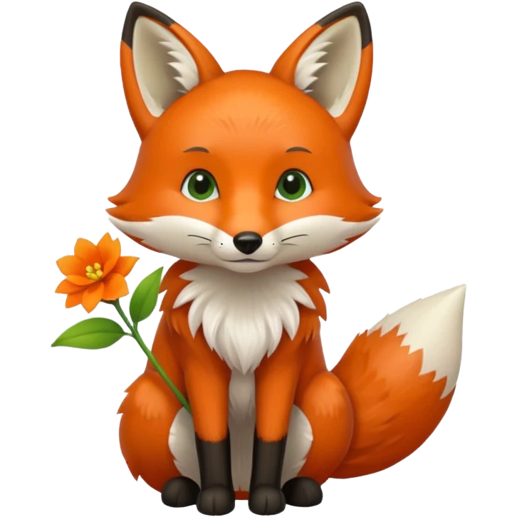 fox holds flower emoji