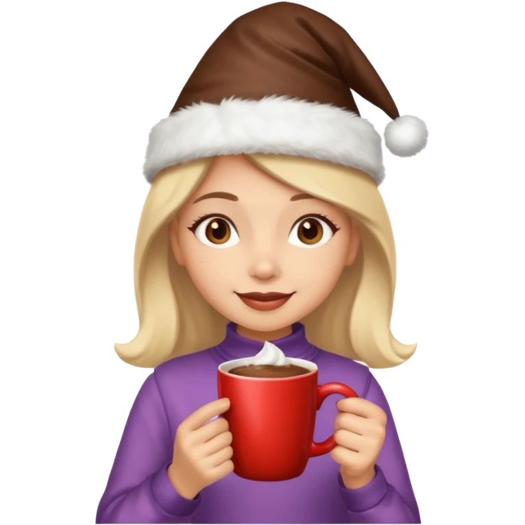 Home vibes, and girl with cacao in hands happy new year emoji