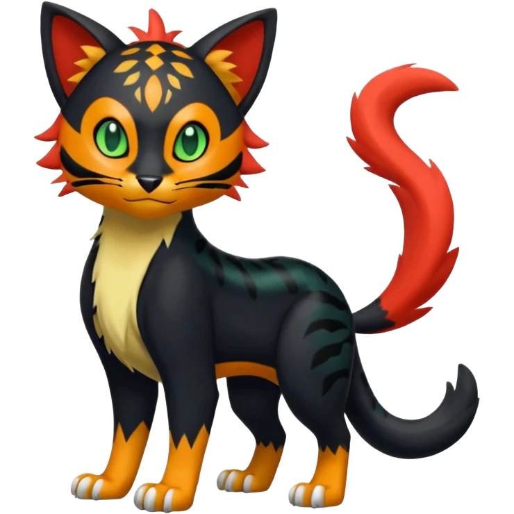 Furry Sneaky Mischievous Expressive Liepard-Nargacuga-Litten-Sprigatito-Pokémon-fusion-creature (full body) emoji