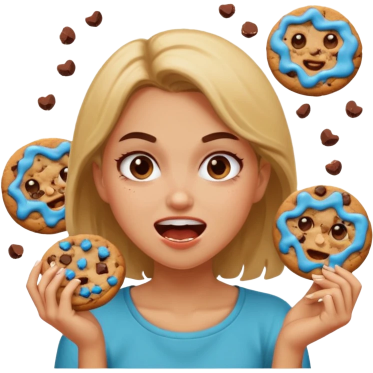 Angry gurls that’s eating a lot of cookies emoji