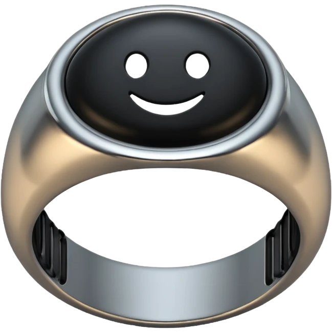 iOS emoji, minimal dark fantasy ring, black metal, flat emoji
