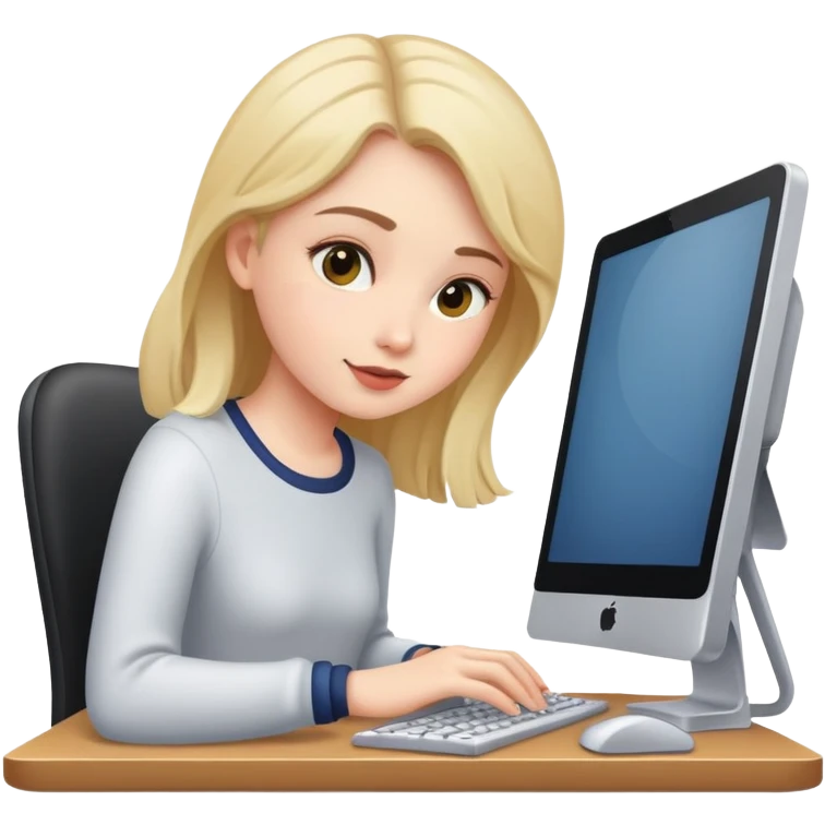 Girl using desktop computer emoji
