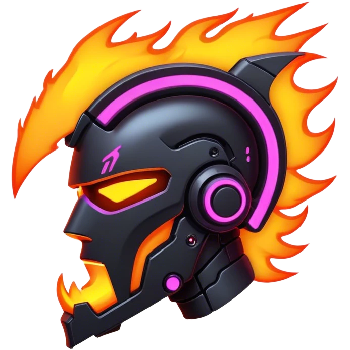 Fire cyberpunk outline neon emoji