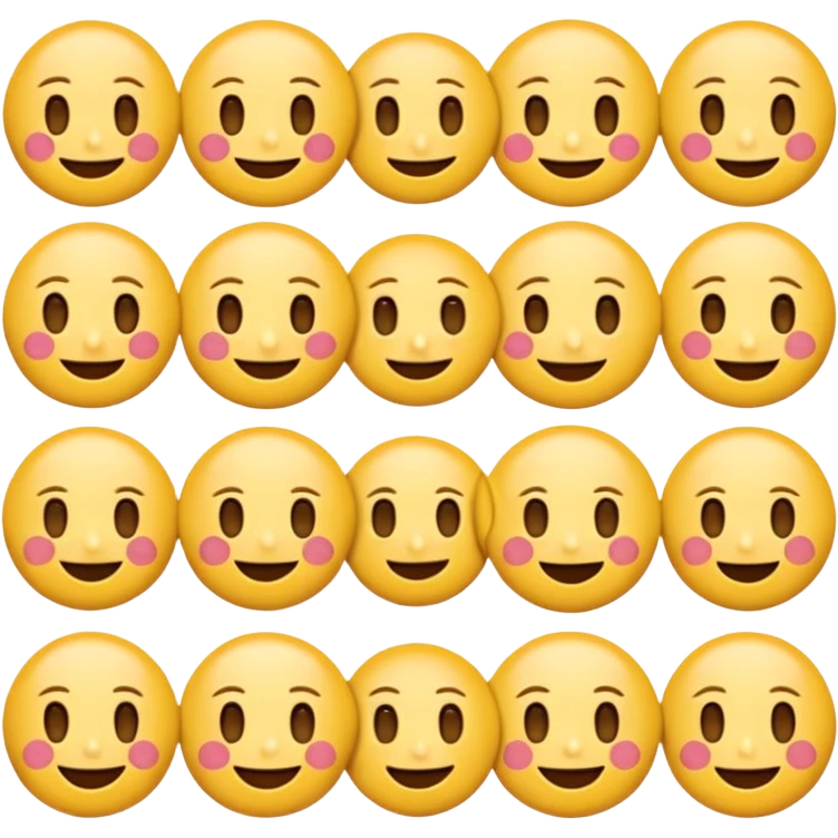 ภาพสร้างอิโมจิขนาด 1:1 ในสไตล์Yuru-Chara styleสร้างทีละ 9 ชิ้น บนภาพเดียวขนาด 16:9 โดยจัดวางแบบเป็นกริด แถวละ 3 ชิ้น ไม่มีส่วนไหนทับกัน มีขอบขาวแบบสติกเกอร์ ดังนี้
1) หน้ายิ้ม 2) หน้าเบื่อโลกมู่ทู่ 3) หน้าร้องให้ แบบน่ารักๆติดงอแง emoji