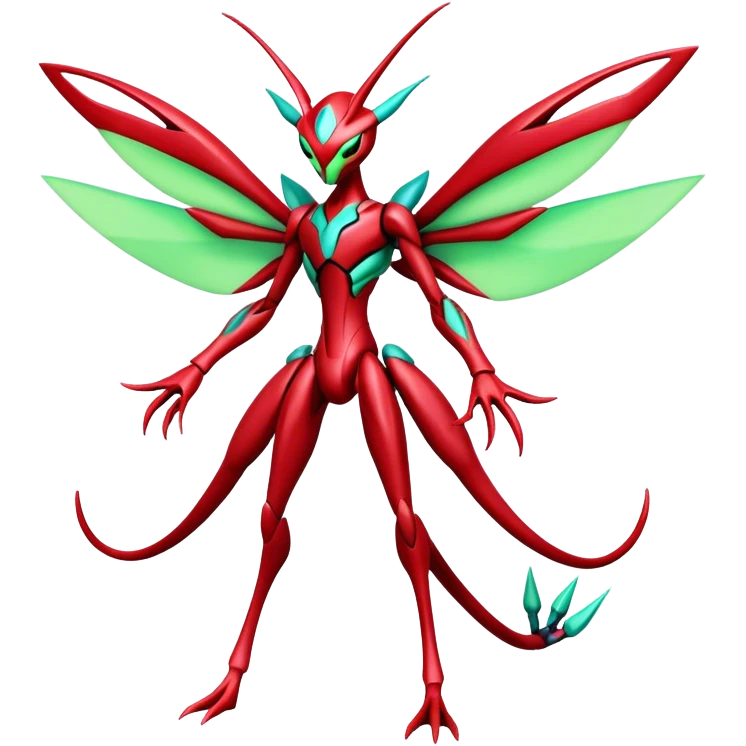  Cool Edgy Shiny Futuristic Ethereal Legendary Scizor-Deoxys-Digimon-Schyther-Flygon-hybrid full body emoji